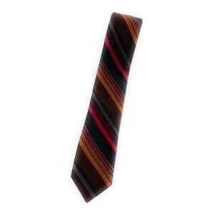 Robert Graham Men's 100% Silk Split Design Brown Stripe Neck Tie